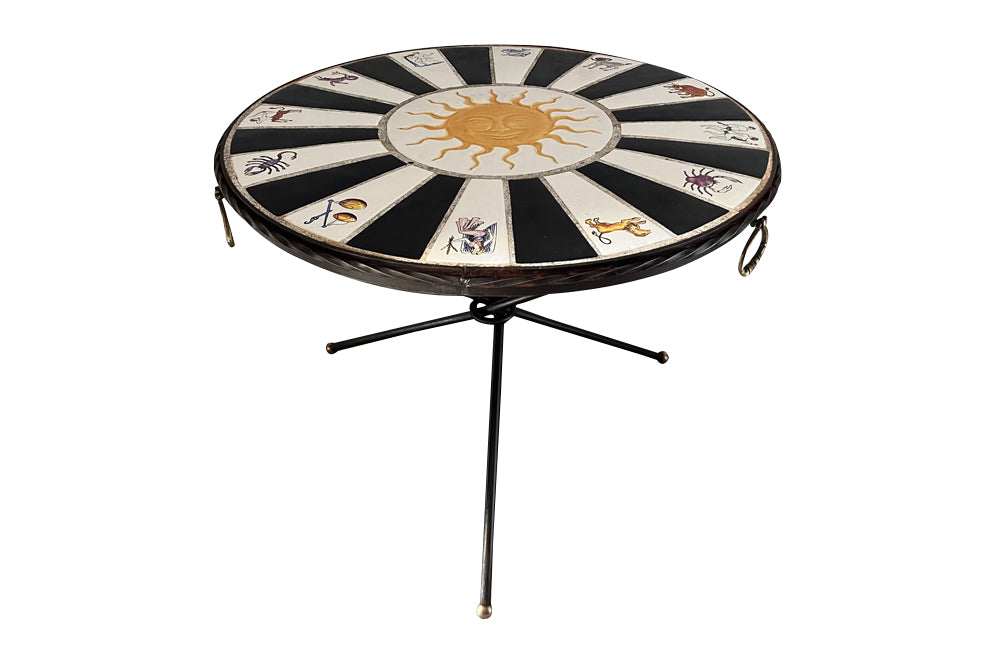 Mid-Century Italian Zodiac Ceramic Cocktail Table