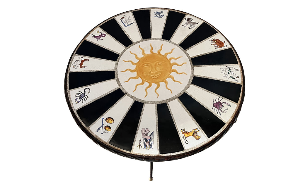 Mid-Century Italian Zodiac Ceramic Cocktail Table