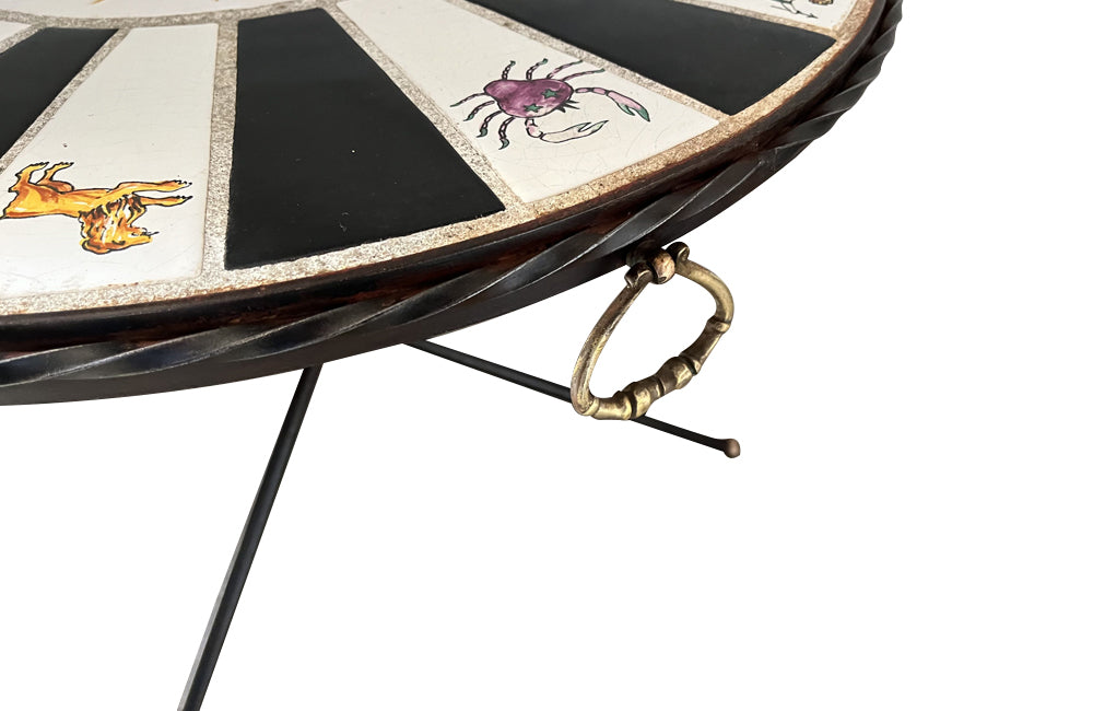 Mid-Century Italian Zodiac Ceramic Cocktail Table