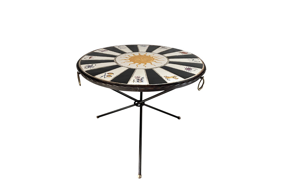 Mid-Century Italian Zodiac Ceramic Cocktail Table
