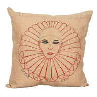 Mid-Century French Pierrot Embroidered Cushion