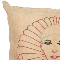 Mid-Century French Pierrot Embroidered Cushion