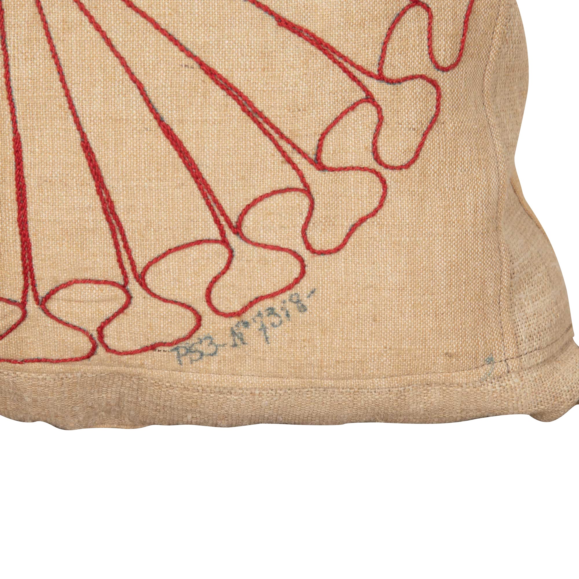 Mid-Century French Pierrot Embroidered Cushion