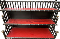 Large Mid- Century Hollywood Regency Faux Bamboo Étagère with Chinoiserie Drawers 