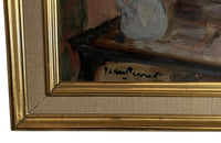 Mid-Century French Oil on Board Painting 'Standing Nude Reflected In Mirror' by Jean Perret