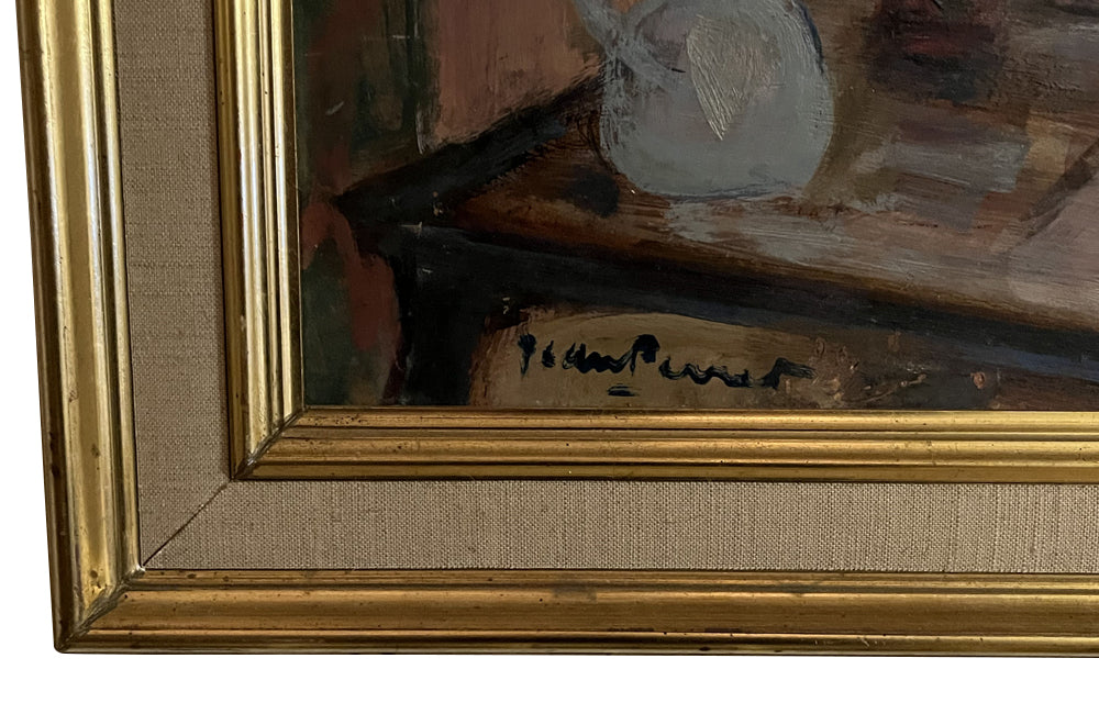 Mid-Century French Oil on Board Painting 'Standing Nude Reflected In Mirror' by Jean Perret