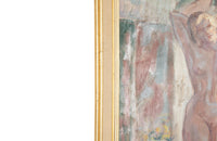 Mid-Century French Oil on Board Painting 'Standing Nude Reflected In Mirror' by Jean Perret