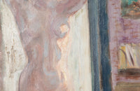 Mid-Century French Oil on Board Painting 'Standing Nude Reflected In Mirror' by Jean Perret