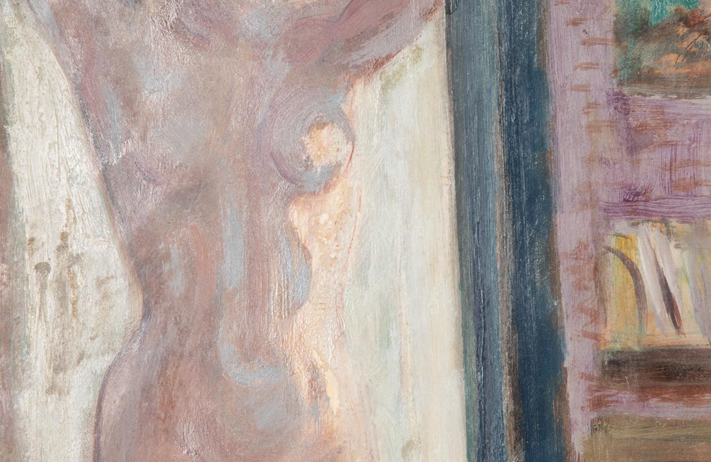 Mid-Century French Oil on Board Painting 'Standing Nude Reflected In Mirror' by Jean Perret