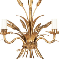 Mid-20th Century French gilt metal wheat sheaf chandelier with three arms