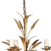 Mid-20th Century French gilt metal wheat sheaf chandelier with three arms