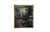 Vintage oil painting of an owl Modernist 20th Century Spanish.