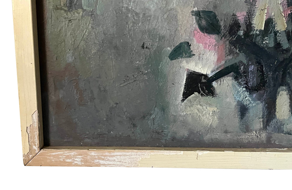 Vintage oil painting of an owl Modernist 20th Century Spanish.