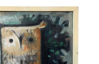 Vintage oil painting of an owl Modernist 20th Century Spanish.