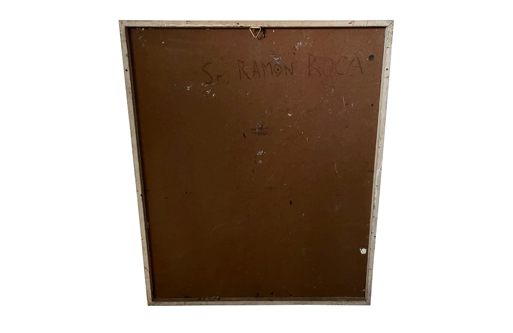 Vintage oil painting of an owl Modernist 20th Century Spanish.