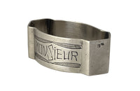 20th Century French silverplate napkin ring engraved 'Monsieur' with stylised garland above and below. 