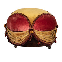 20th Century French Napoleon III Style Velvet Pouffe on Castors