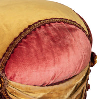 20th Century French Napoleon III Style Velvet Pouffe on Casters