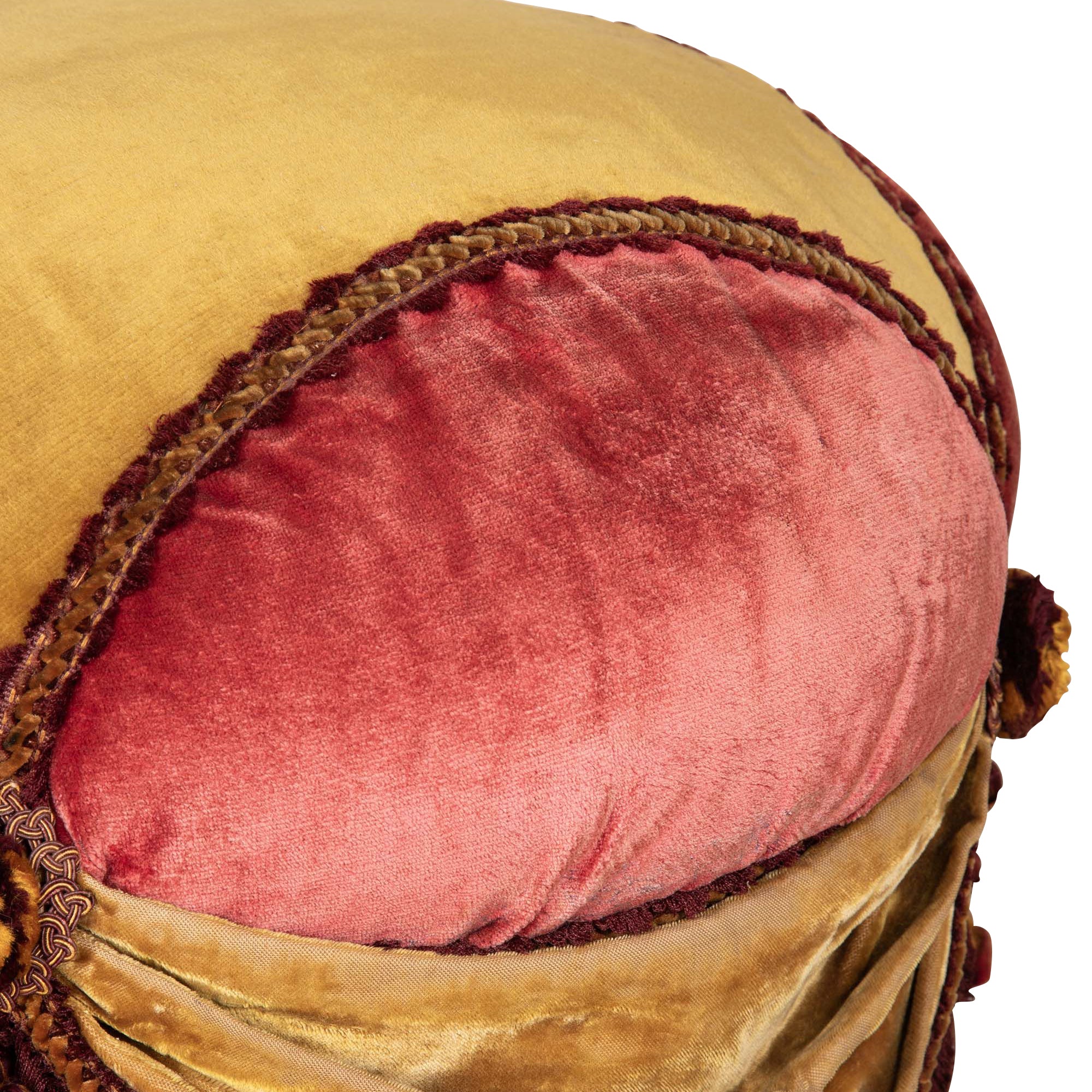 20th Century French Napoleon III Style Velvet Pouffe on Casters