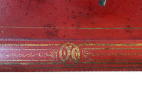Large Napoleon III red tole tray decorated with a bouquet of flowers - French Antiques