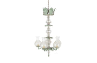 Beautiful French 19th Century four tiered gilt brass chandelier with verdigris finish