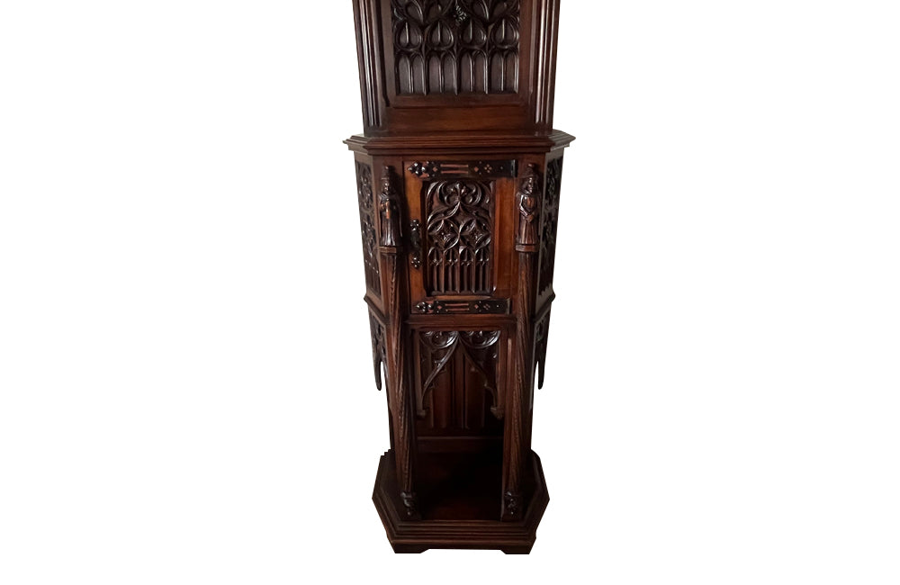 Early century French walnut credenza or hall cupboard in the Neo-Gothic style circa 1900
