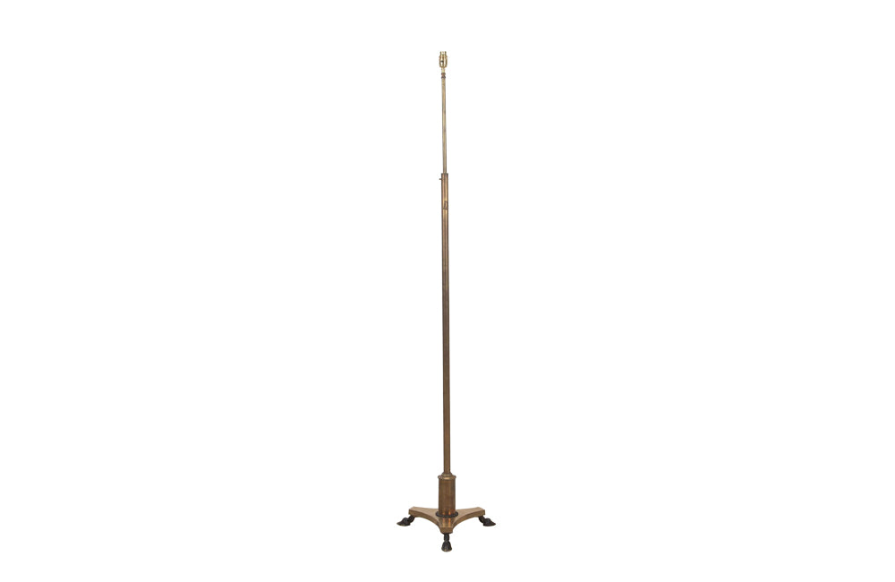 Mid century floor lamp neo classical revival brass telescopic standard lamp.