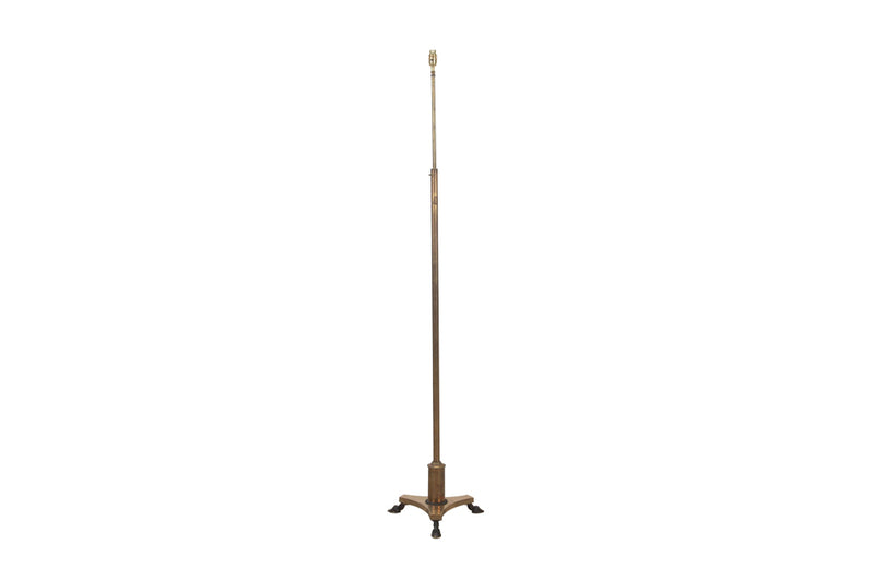 Mid century floor lamp neo classical revival brass telescopic standard lamp.