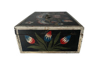 Charming, 19th century small painted Normandy marriage coffer.