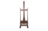 French, oak artist's easel with hand crank mechanism for adjusting height with iron turning screw circa 1900