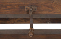 French, oak artist's easel with hand crank mechanism for adjusting height with iron turning screw circa 1900