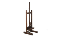 French, oak artist's easel with hand crank mechanism for adjusting height with iron turning screw circa 1900