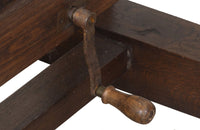 French, oak artist's easel with hand crank mechanism for adjusting height with iron turning screw circa 1900