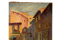 Small painting of a typical Provençal street in the village of Loriol - French Antiques