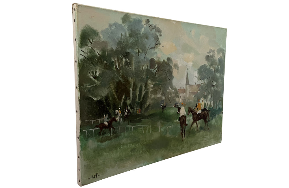 SIGNED PAINTING 'A DAY AT THE RACES' BY PIERRE WILLEF