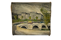 Charming mid century painting of Paris featuring the Pont Neuf