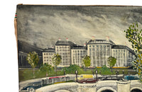 Charming mid century painting of Paris featuring the Pont Neuf