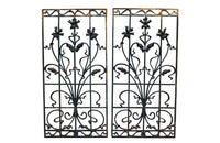 Pair of beautiful 19th century Art Nouveau wrought iron grills decorated with lilies - French Garden Antiques - AD & PS Antiques 