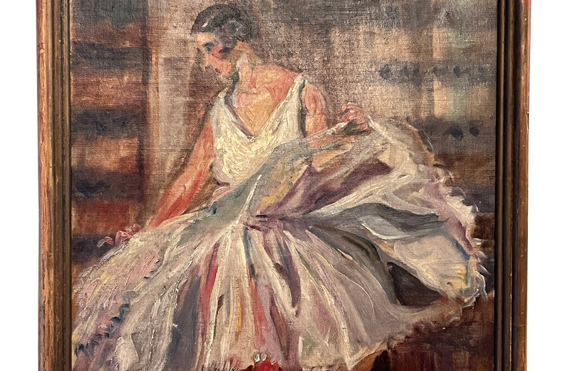 Charming portrait of a ballet dancer signed to the lower left corner by the artist, Delobre and dated 1924.