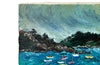 Vibrant and colourful signed oil painting of boats on the coast of Trebeuden, Brittany.