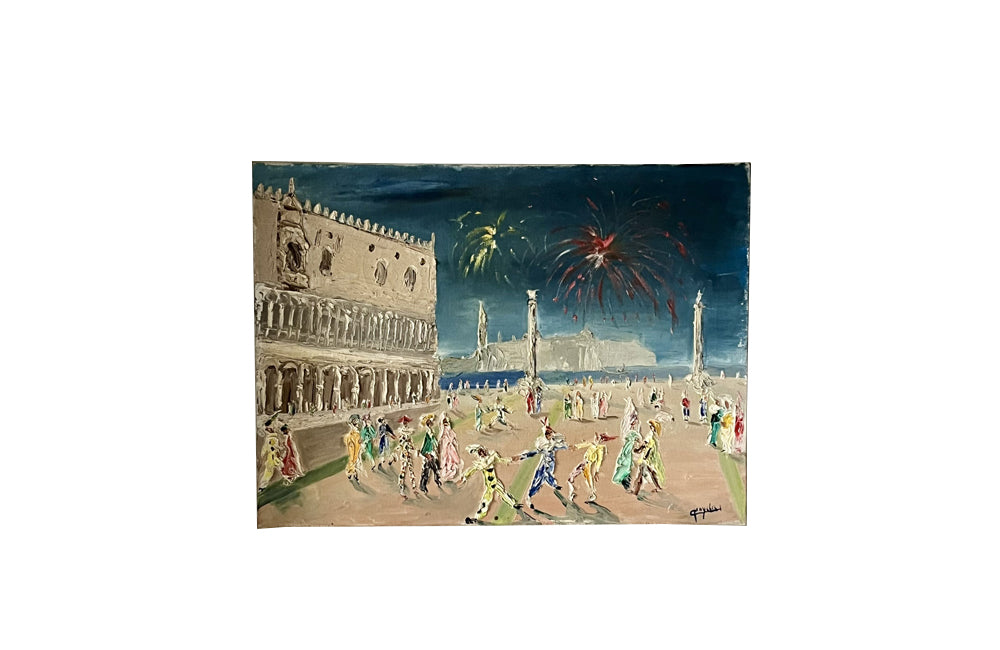 MID-CENTURY ITALIAN PAINTING OF THE VENICE CARNIVAL