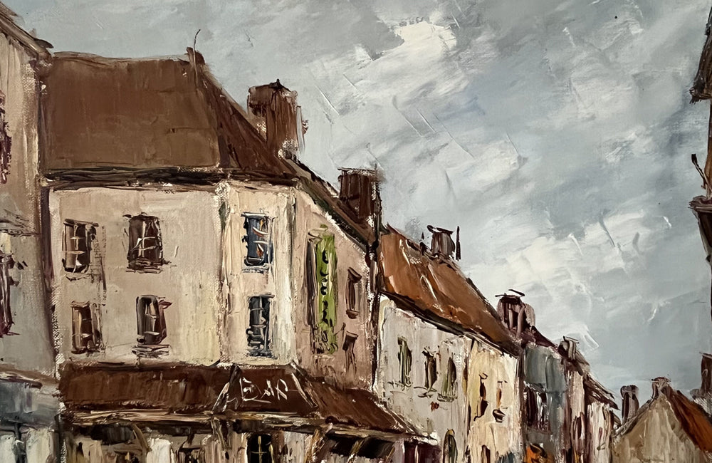 Mid-20th Century French Oil on Canvas Painting of a French Village Street Scene By Étienne Bellan