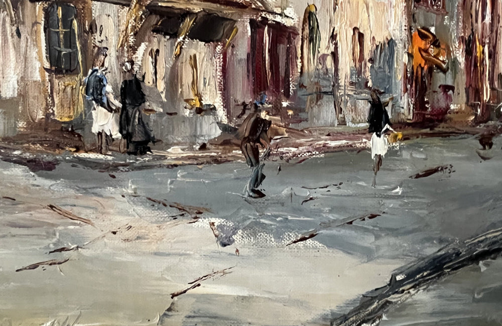 Mid-20th Century French Oil on Canvas Painting of a French Village Street Scene By Étienne Bellan