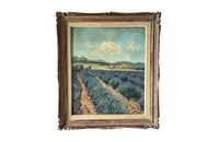 20th Century French Framed Landscape Oil Painting 'Lavender Field, Provence'