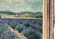 20th Century French Framed Landscape Oil Painting 'Lavender Field, Provence'