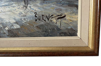 Mid-Century French Framed Painting 'Parisian Street Scene with Moulin Rouge'