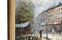 Mid-Century French Framed Painting 'Parisian Street Scene with Moulin Rouge'