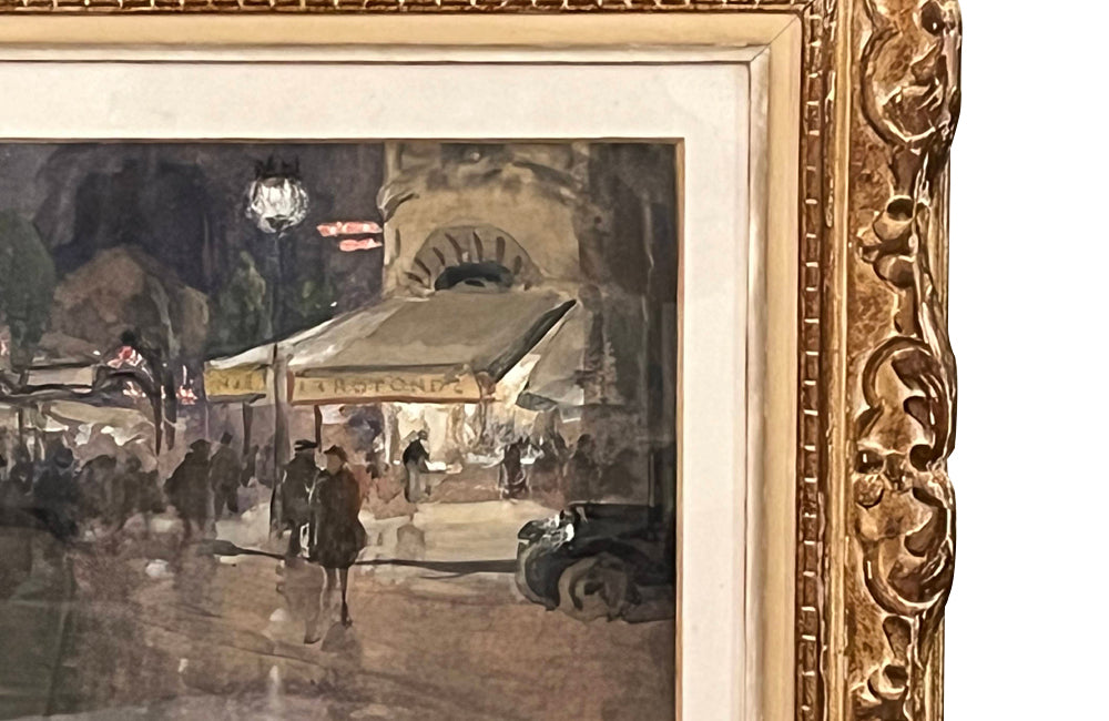 Early 20th century English framed painting 'Paris La Rotonde' by Mary Ethel Hunter