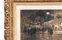 Early 20th century English framed painting 'Paris La Rotonde' by Mary Ethel Hunter