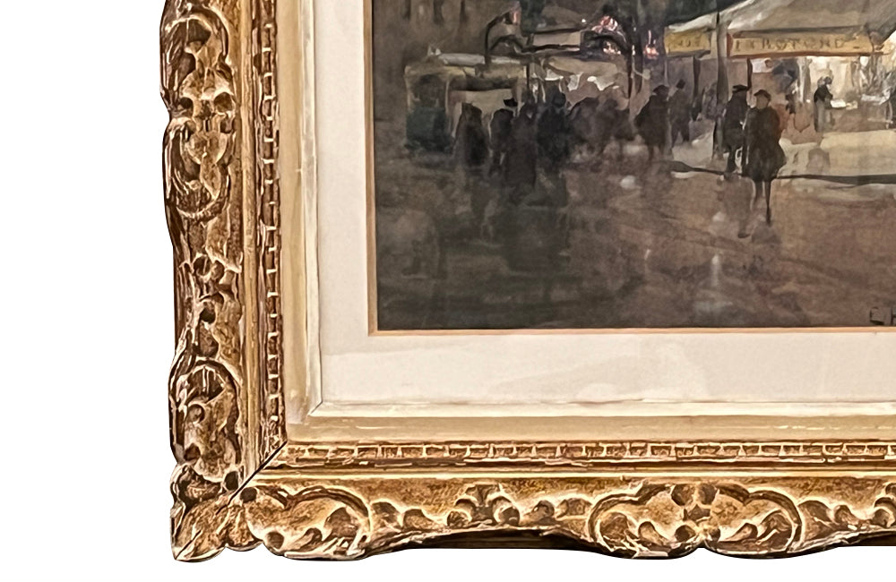 Early 20th century English framed painting 'Paris La Rotonde' by Mary Ethel Hunter
